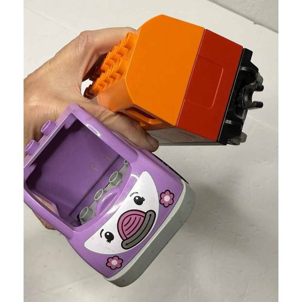 LEGO Duplo Train Car Coach Cabin & Purple Flat Bed Truck Collect Child Toy Used‎